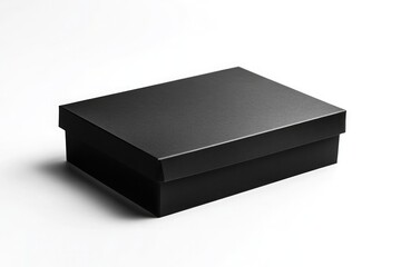 Naklejka premium Black cardboard shoe box, with a white background and no text or logo on it