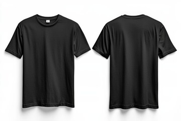 Naklejka premium Black Tshirt Mockup Front and Back Isolated created with Generative AI