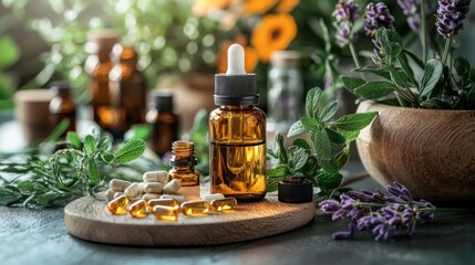 A homeopathic practitioner consulting with a patient in a modern clinic, offering personalized treatment options that include herbal supplements, essential oils, and organic remedies for holistic 