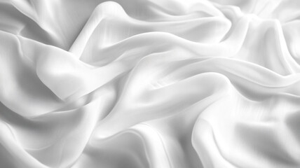 Fototapeta premium Elegant white silk fabric draped gracefully on a table, showcasing its smooth texture and sheen