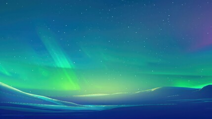 Fototapeta premium Aurora Borealis Over Snowy Landscape