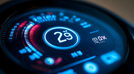 Digital Display with a Blue and Red Gauge