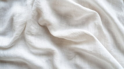 Soft, flowing white fabric draped elegantly on a neutral surface during daylight hours