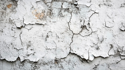 Cracked white wall texture revealing aged layers with visible imperfections and weathering effects