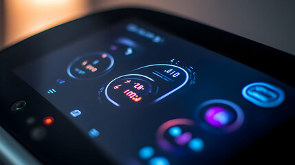 Close Up of a Modern Digital Display with Colorful Lights