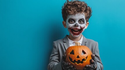 A young boy is dressed in a suit