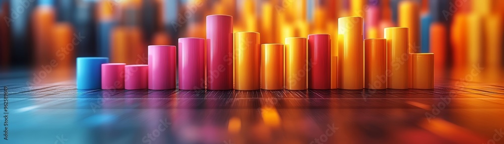 Poster abstract colorful 3d bar graph chart presentation
