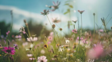 Sunlit Meadow with Delicate Blooms
