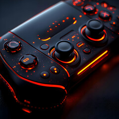 Red Lights on a Black Game Controller - Illustration