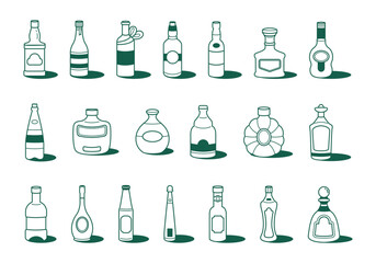 Bottle Line Icon Element Set