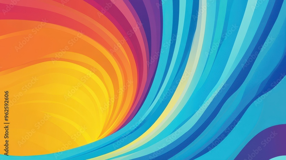 Poster a vibrant 3d vector abstract background that leads the eye through colorful lines and shapes towards