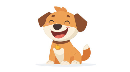 Fototapeta premium A charming clipart of a cute brown and white dog sitting with a wagging tail, perfect for various designs