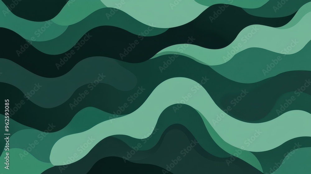 Poster dark green emerald abstract background with smooth rounded shapes. a minimal and modern vector illus
