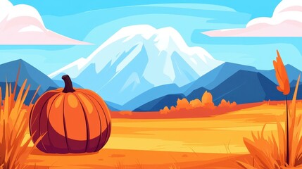 A vibrant pumpkin illustration set against a stunning autumn backdrop, capturing the essence of falls beauty.