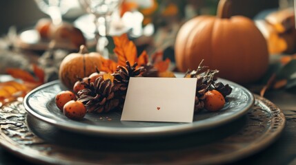 Autumnal Table Setting with Blank Place Card
