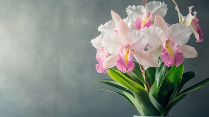 Obraz premium A bouquet of white and pink flowers sits in a vase