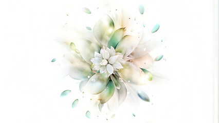 Fototapeta premium Delicate pastel floral abstract with flowing petals on white background