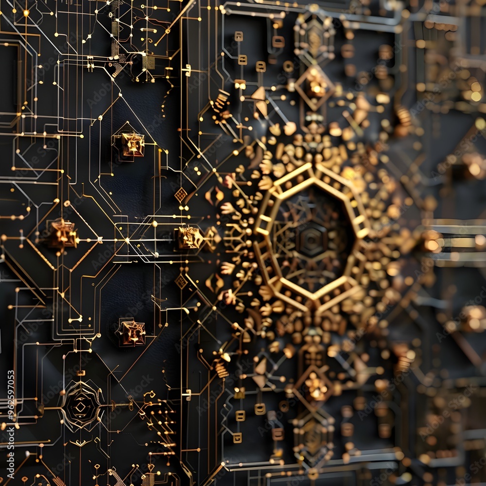 Aufkleber digital circuit board design with technology and electronics elements