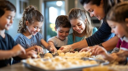 Family Baking Together in the Kitchen