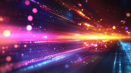 Obraz premium A colorful, glowing line of dots that appear to be moving