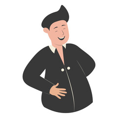 Laughing Young Person Character Isolated on White Background. Vector Cartoon Illustration