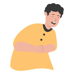 Laughing Young Person Character Isolated on White Background. Vector Cartoon Illustration