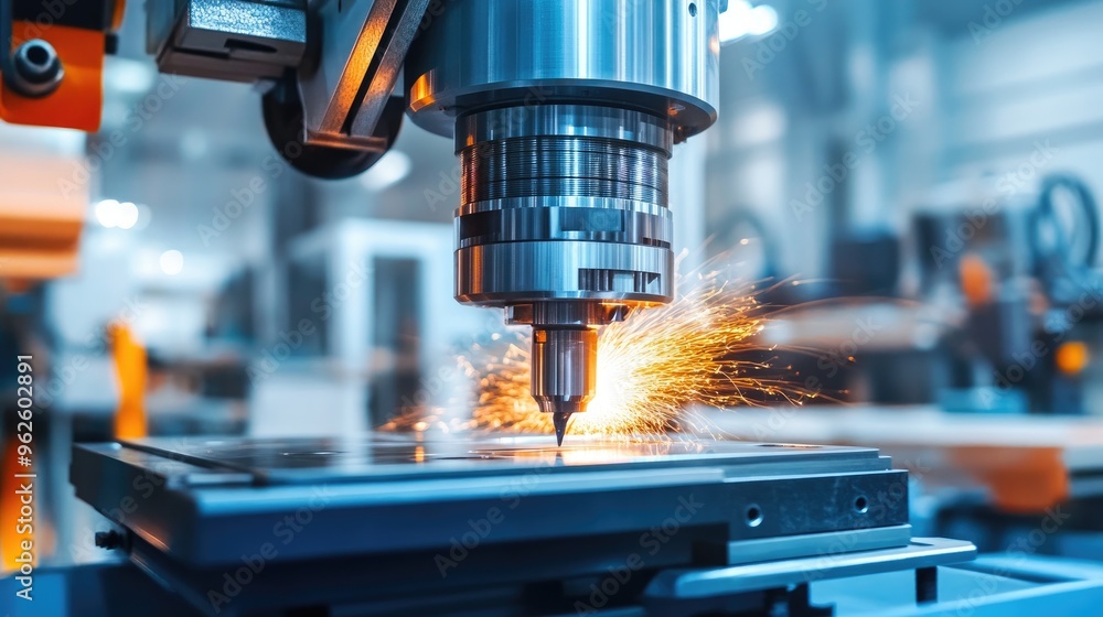 Poster computer-controlled cnc milling machine in operation, expertly shaping material with fine precision 