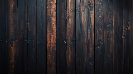 Fototapeta premium Background of dark-stained wooden planks with a matte finish, showcasing a rich and warm color palette.