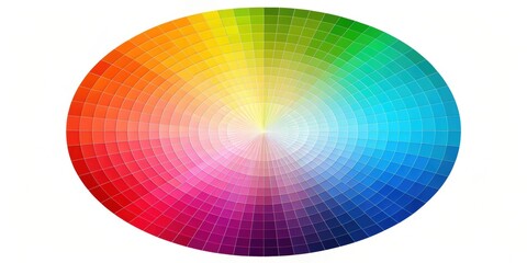 Color wheel showing a spectrum of colors in a circular arrangement, primary colors