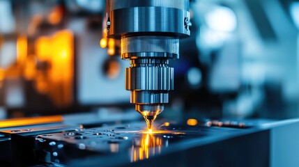Close-up of a CNC machine tool cutting metal with perfect accuracy, representing precision engineering in modern manufacturing -