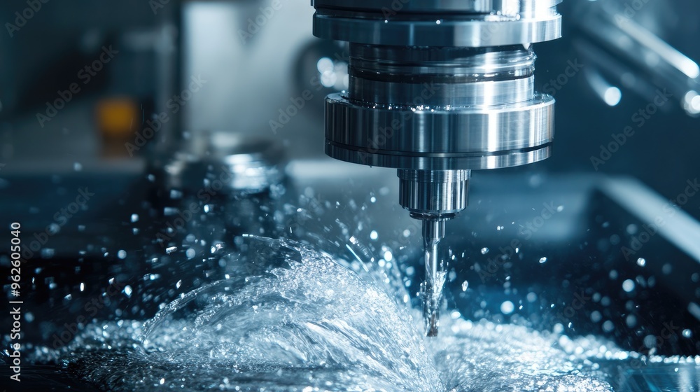 Poster computer-controlled cnc milling machine in operation, expertly shaping material with fine precision 