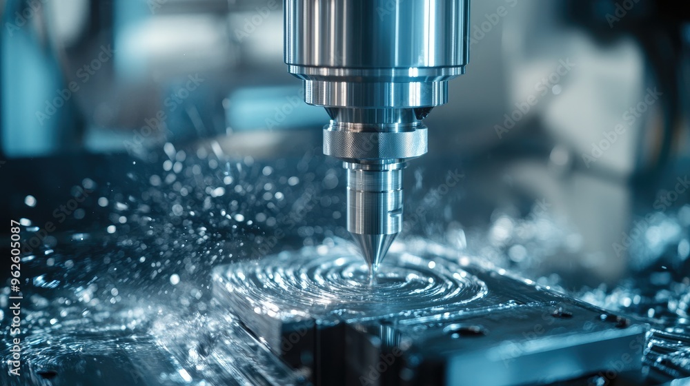 Poster computer-controlled cnc milling machine in operation, expertly shaping material with fine precision 