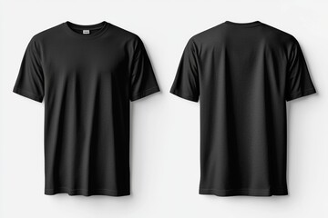 Black Tshirt Mockup Front and Back Isolated created with Generative AI