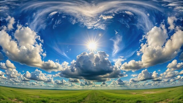 Seamless sky hdri panorama 360 degrees angle view with zenith and clouds for use as sky dome. render , sky, hdri