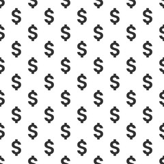 dollar sign seamless pattern in black with transparent background