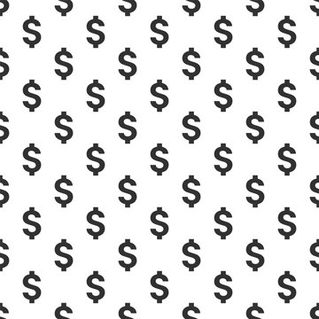 dollar sign seamless pattern in black with transparent background