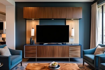 Stylish Modern Cabinet for Chic Television Display in a Cozy Living Room Setting