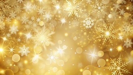 Golden Christmas background with snowflakes, stars and bokeh , Christmas, golden, holiday, festive, winter, celebration