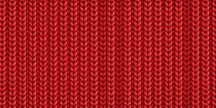 Red knitted wool texture background perfect for winter-themed designs