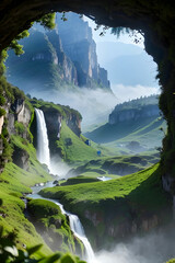 A breathtaking landscape of rolling hills and lush greenery.