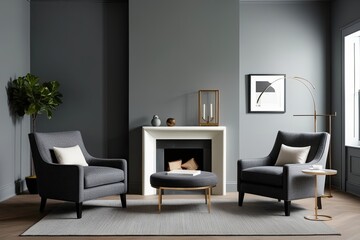 Stylish Gray Living Room with Fabric Armchair and Minimalist Design Ideas