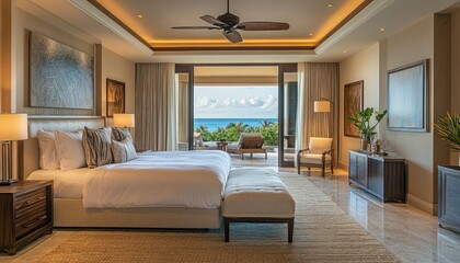 Luxurious Bedroom with Ocean View and Modern Decor