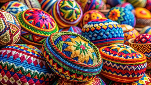 Vibrant colors and playful patterns adorn traditional Colombian bundas, woven with love and care, showcasing cultural heritage and artisanal craftsmanship in every intricate detail.