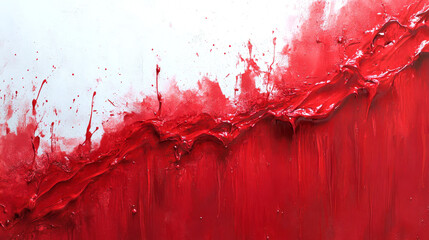 Abstract red paint creating a textured effect on a white background