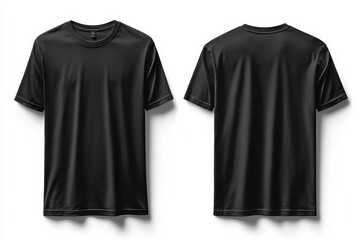Black Tshirt Mockup Front and Back Isolated created with Generative AI