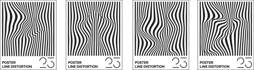 Line distortion poster design for wall print