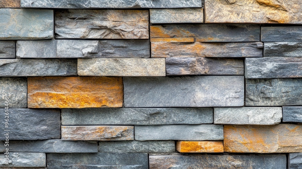 Poster stacked natural stone wall background with uneven shapes and sizes, creating a dynamic texture.