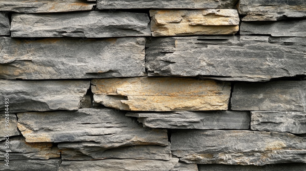 Poster stacked natural stone wall background with uneven shapes and sizes, creating a dynamic texture.