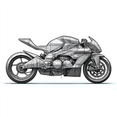 Futuristic Motorcycle Wireframe Design