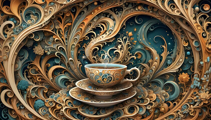 A fantasy magical world in a cup of tea